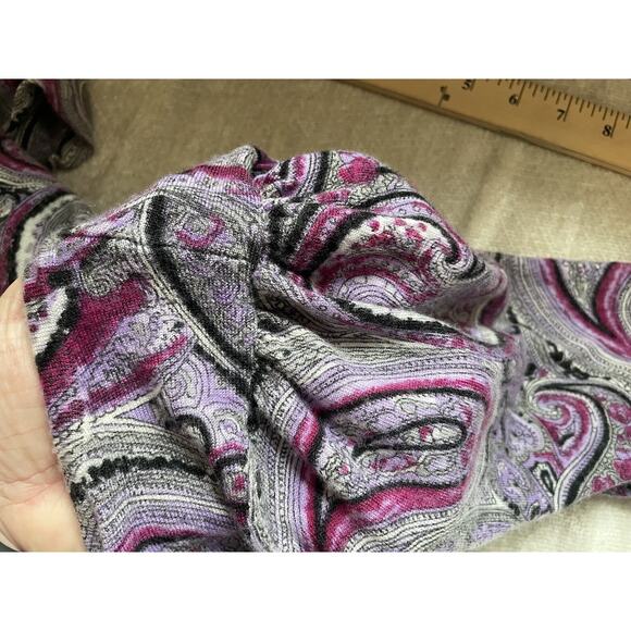 Talbots Sweater Petite 2X Purple Gray Paisley Pure Merino Wool Knit Pullover Top - Picture 8 of 13